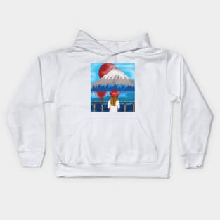 Landscape mountains digital art illustration Kids Hoodie